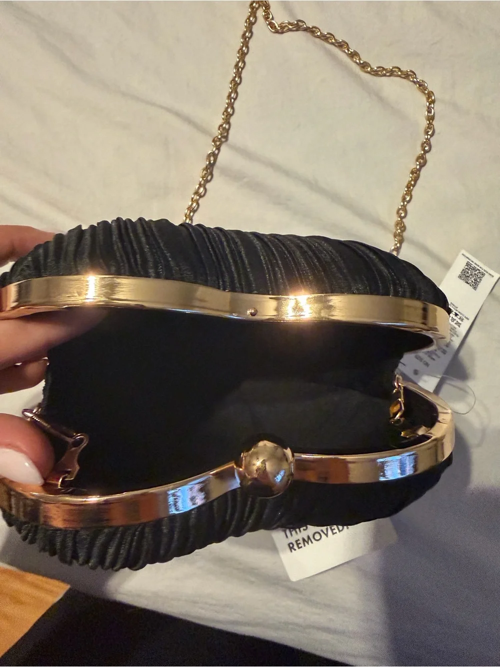 ASOS Black Heart Crossbody Bag with Gold Chain Strap